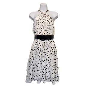 🆕️White House Black Market Black/white Polka-dot Dress w/belt, Women's 2